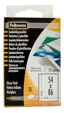 Fellowes LAM CARD POUCHES 54X86 PK50 53952/5396